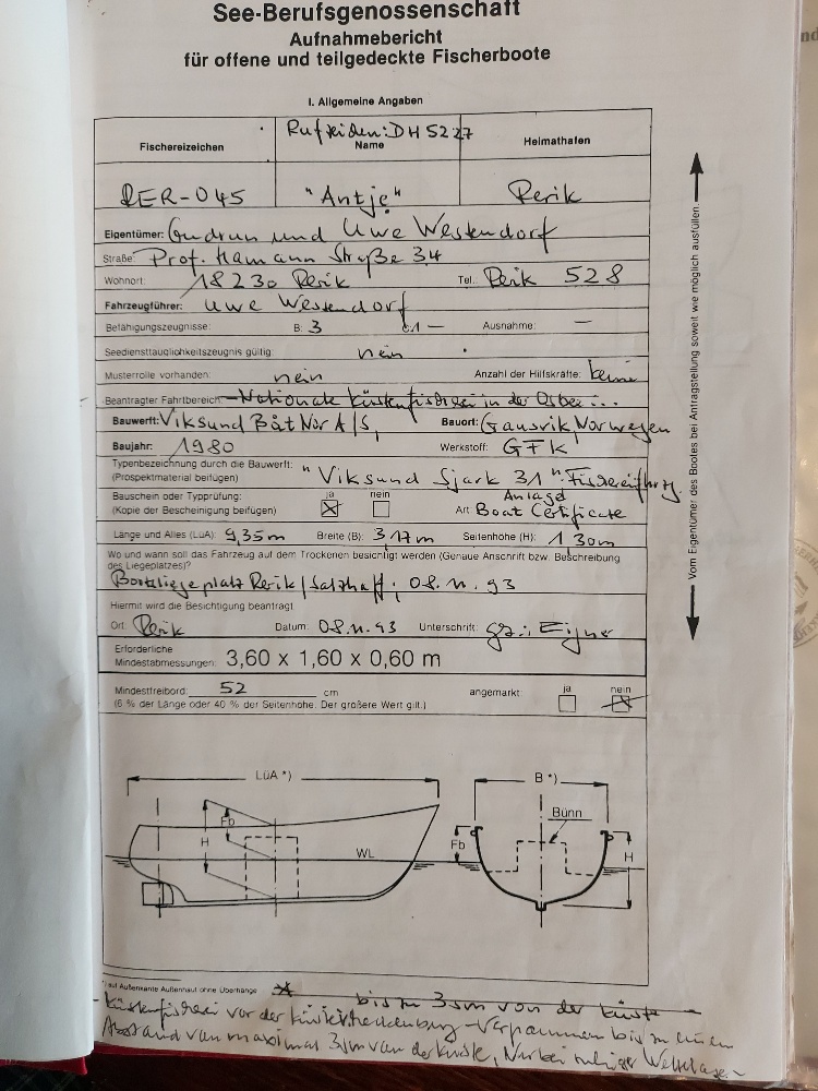 Opnamebericht of registratieformulier uit 1993